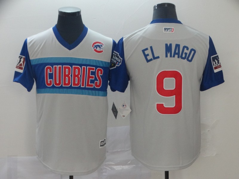 Men Chicago Cubs 9 El Mago white blue throwback MLB Jerseys